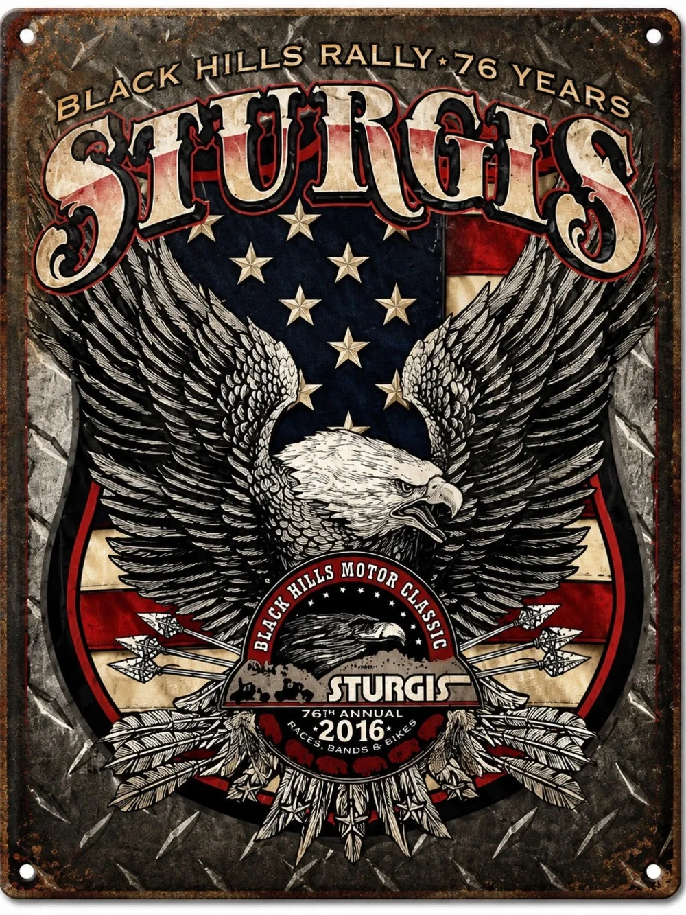 NEW Sturgis Black Hills Motor Classic Rally 76 Years Metal Sign